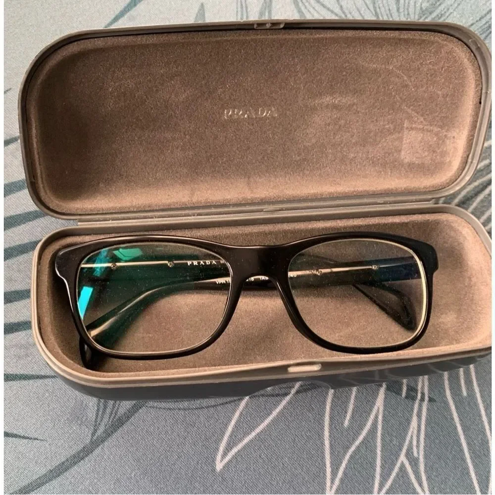 Prada VPR 19P 1AB-1O1 Black Eyeglasses Frames 53-18-140 GLASSES & HARD CASE